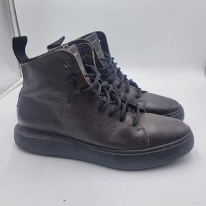 Karl Lagerfeld Mens Brown Tumbled Leather Side Zip Bootie Sneakers Size 9.5 - 10